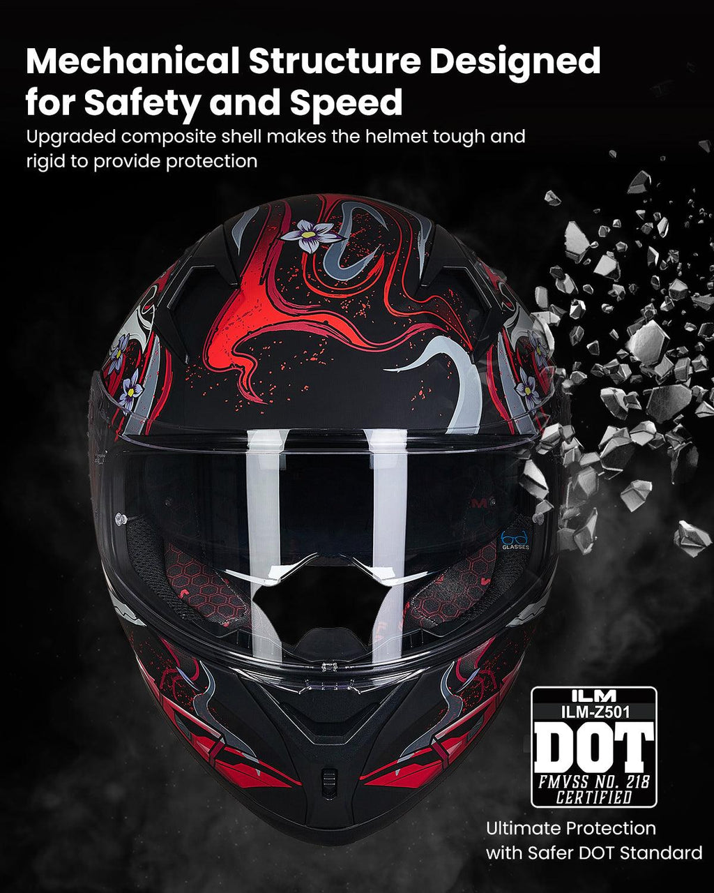 ILM Full Face Motorcycle Helmet Model Z501