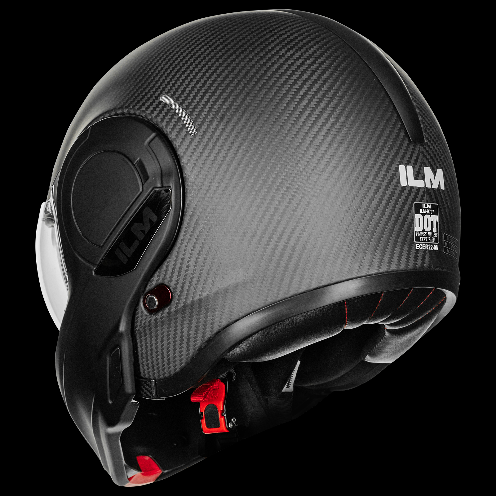 ILM Carbon Fiber Vintage Full Face Modular Motorcycle Helmet Model B707C