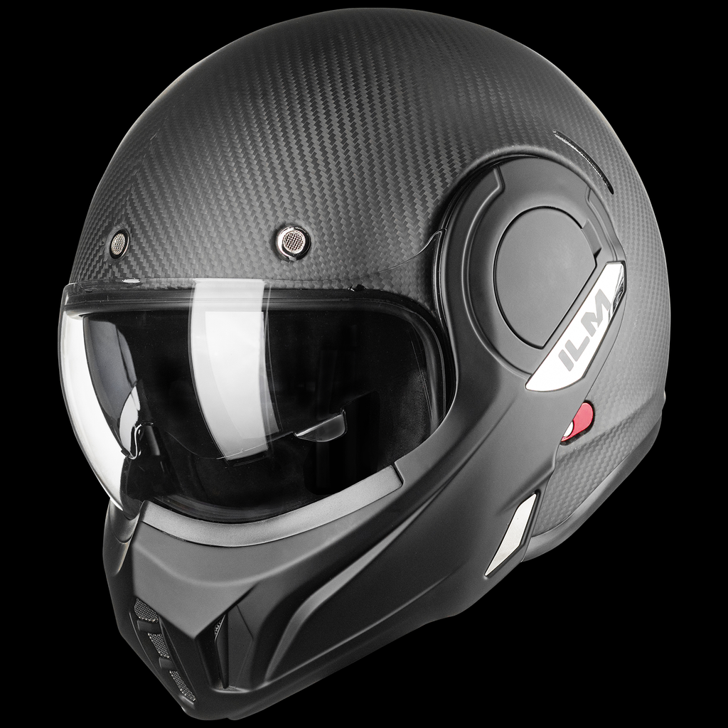 ILM Carbon Fiber Vintage Full Face Modular Motorcycle Helmet Model B707C