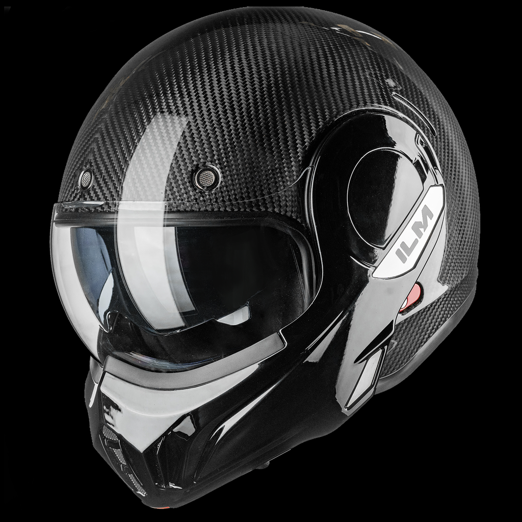 ILM Carbon Fiber Vintage Full Face Modular Motorcycle Helmet Model B707C