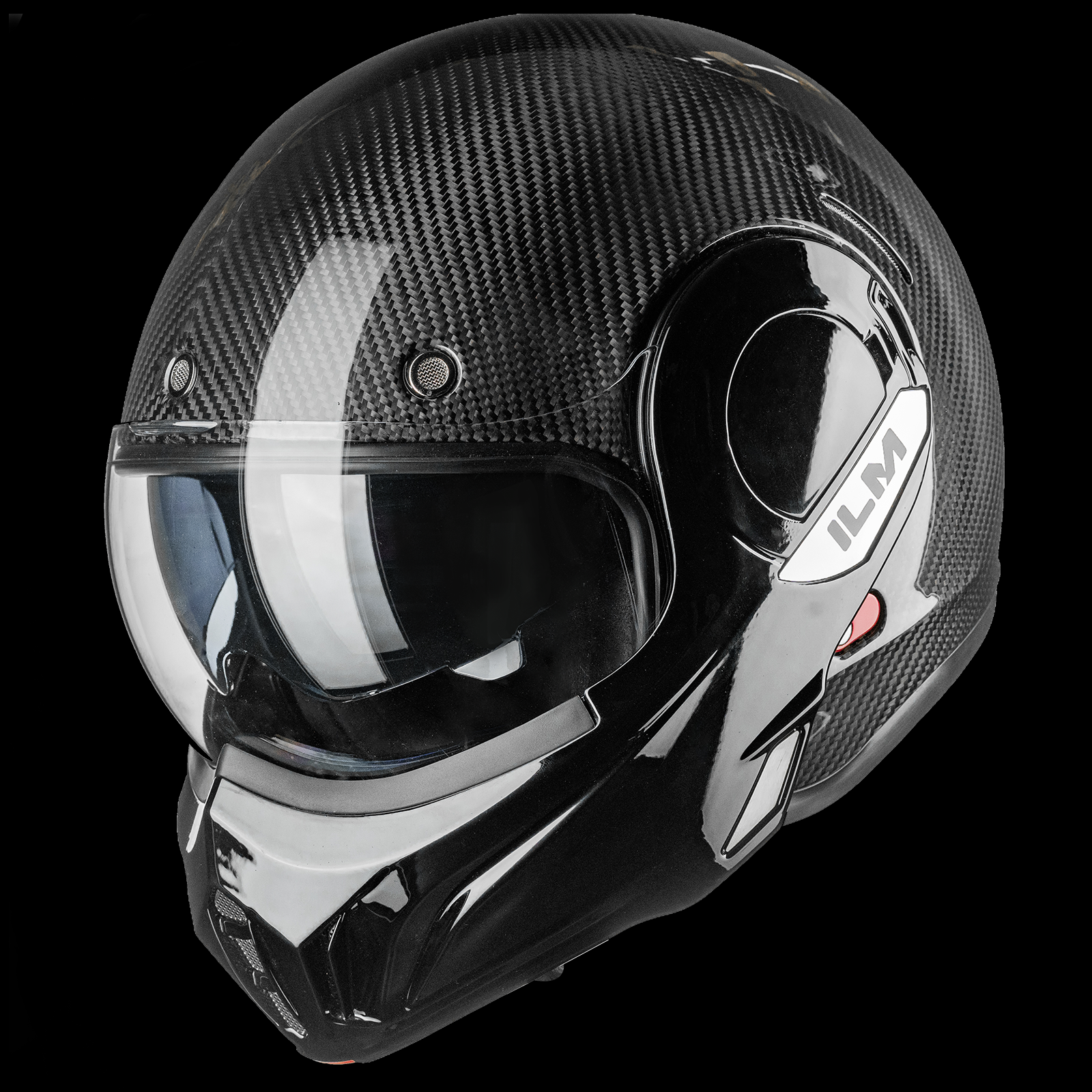 ILM Carbon Fiber Vintage Full Face Modular Motorcycle Helmet Model B707C