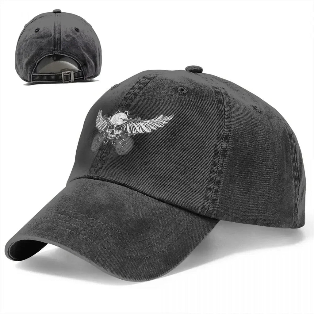 Guitar Rock Multicolor Skull Wing Baseball Caps