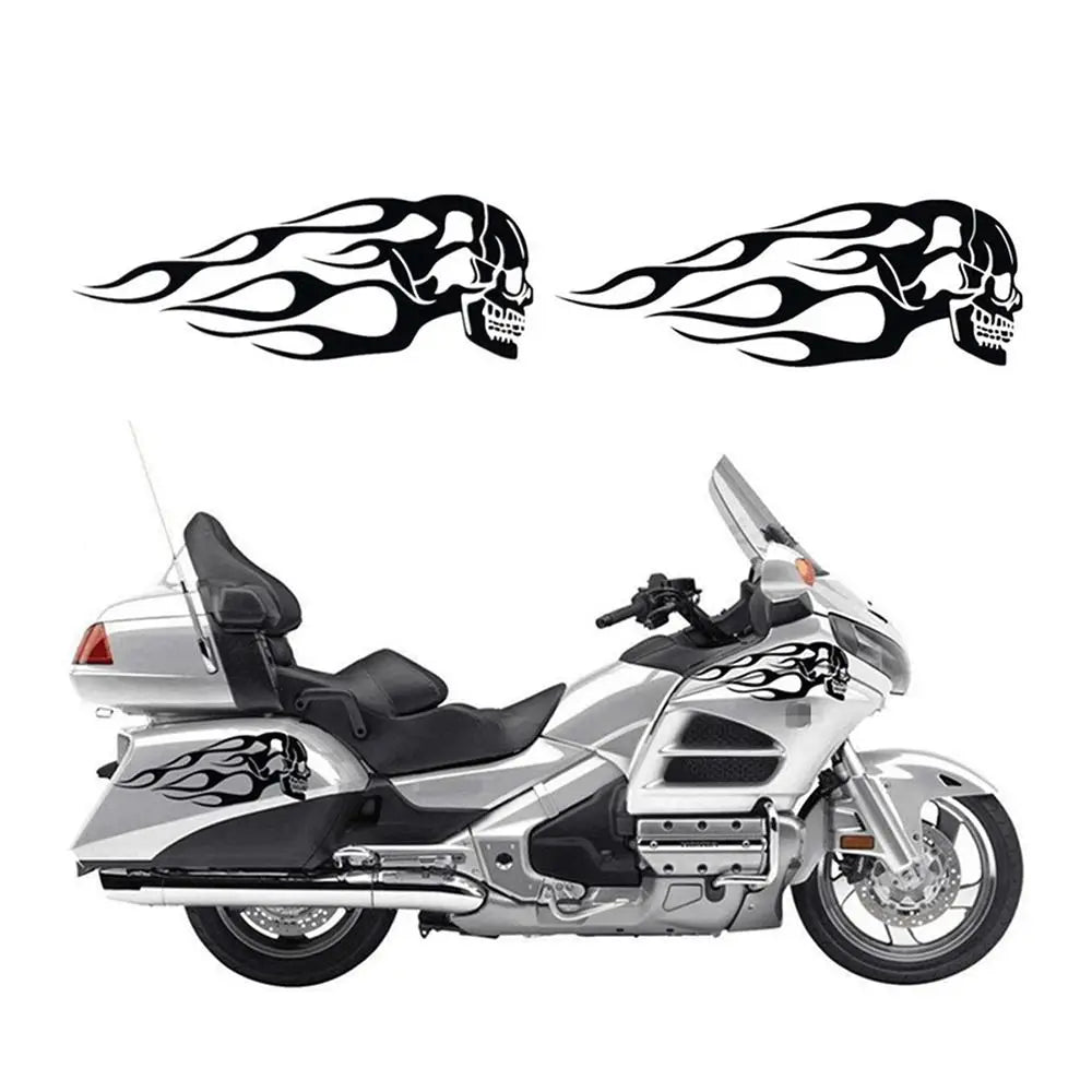 2Pcs/Set Flame Skulls Decals Motorcycle