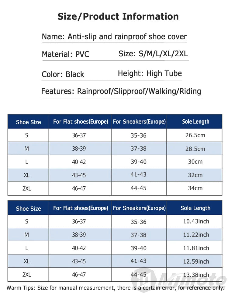 Motorcycle Shoe Cover Non-Slip Waterproof For Rainy Day