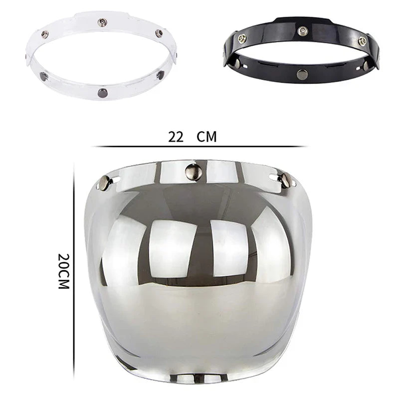 Retro Bubble Shield Visor – Three-Buckle Design